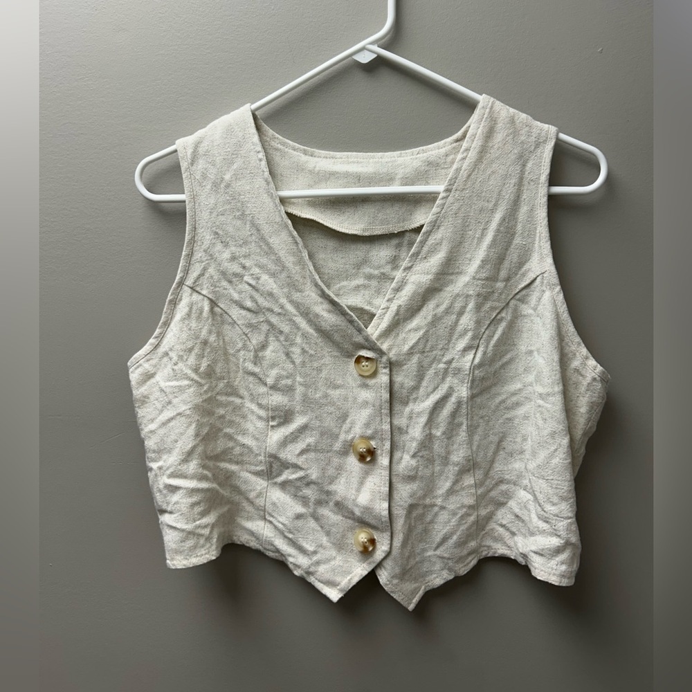 Shein Light Brown Button Up Tank Top